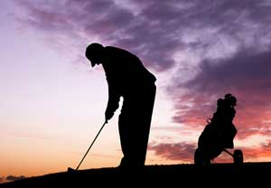 golf zonsondergang